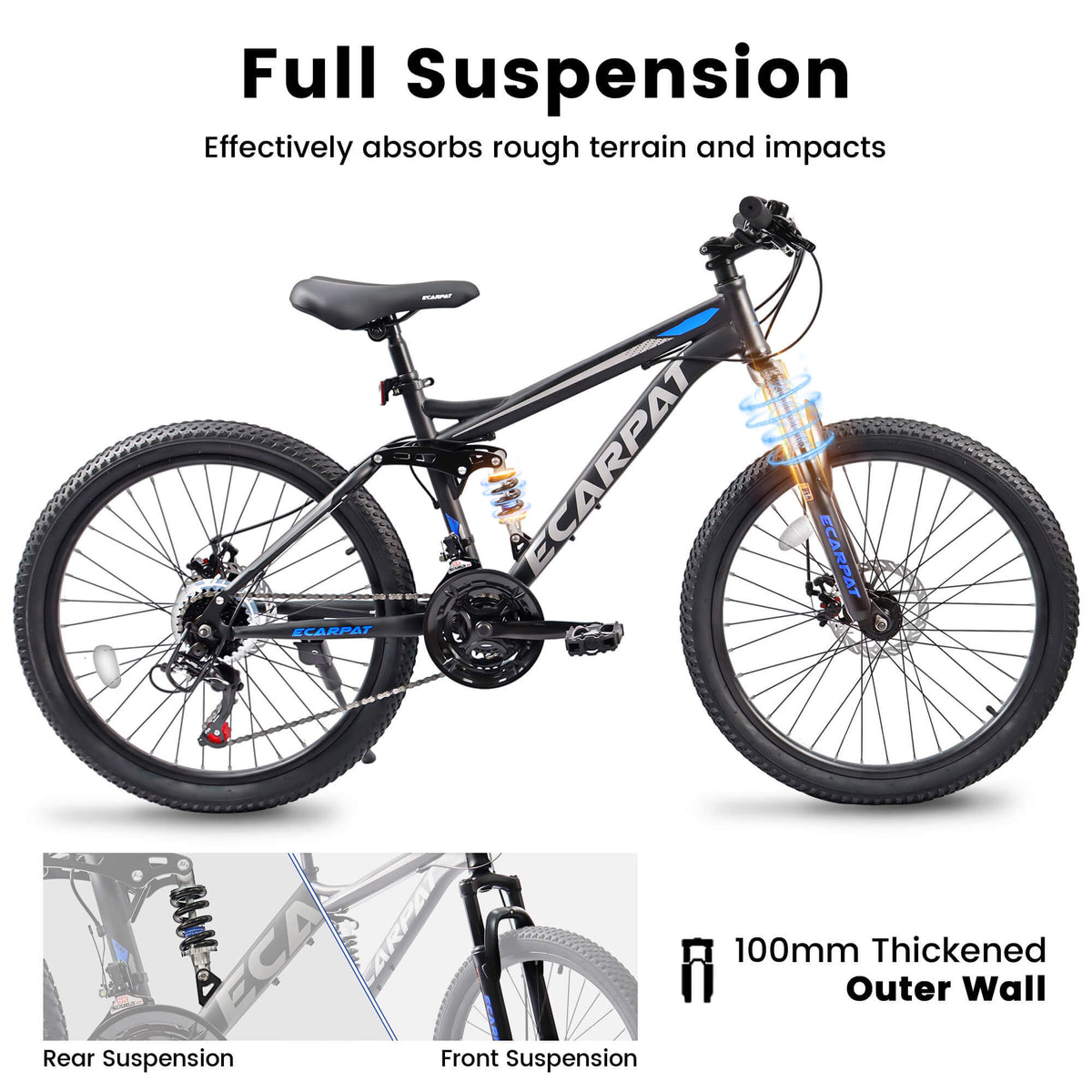 24inch MTB Bike With Disc Brakes, 21-Speed Gear System, Sturdy Durable Frame,Tool Kit, Ideal For Unisex Travel, Commuting And Mountain Cycling