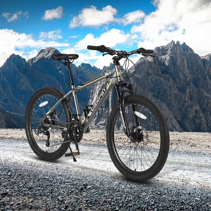 24 Inch Mountain Bike, Suitable For Boys And Girls, Steel Frame, Shimano 21 Speed Mountain Bike, With Dual Disc Brakes And Front Suspension, Banned Platform Temu