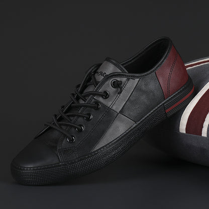 Men's New Fashionable All-match Color Matching Color Contrast Leather Shoes With Rubber Sole