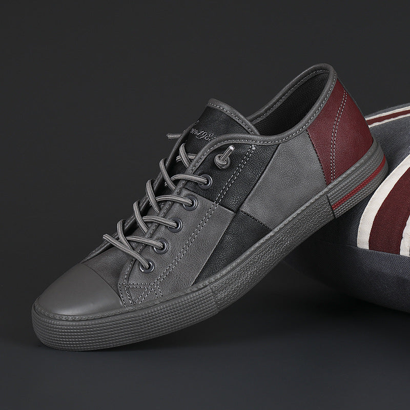 Men's New Fashionable All-match Color Matching Color Contrast Leather Shoes With Rubber Sole