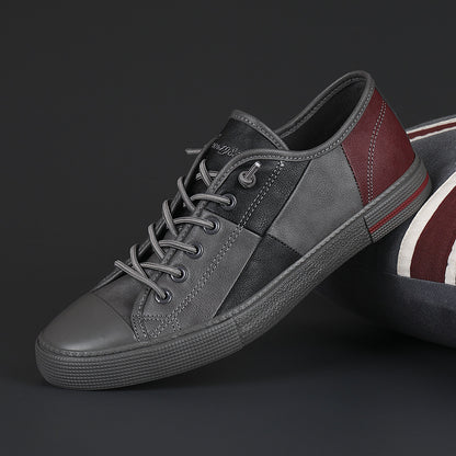 Men's New Fashionable All-match Color Matching Color Contrast Leather Shoes With Rubber Sole