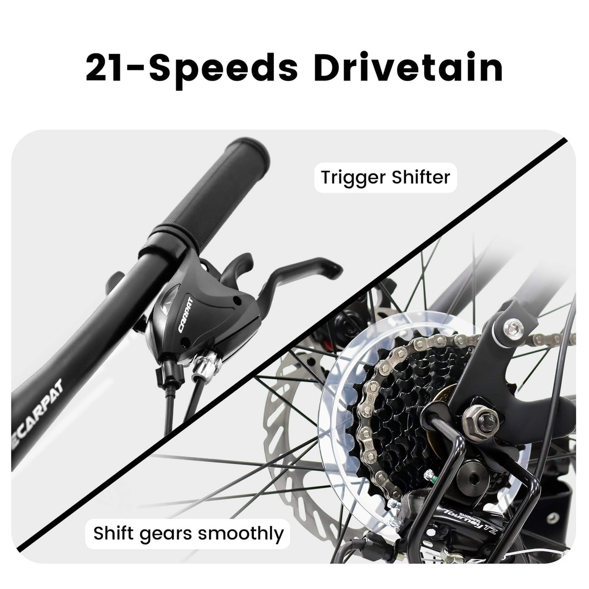 24inch MTB Bike With Disc Brakes, 21-Speed Gear System, Sturdy Durable Frame,Tool Kit, Ideal For Unisex Travel, Commuting And Mountain Cycling